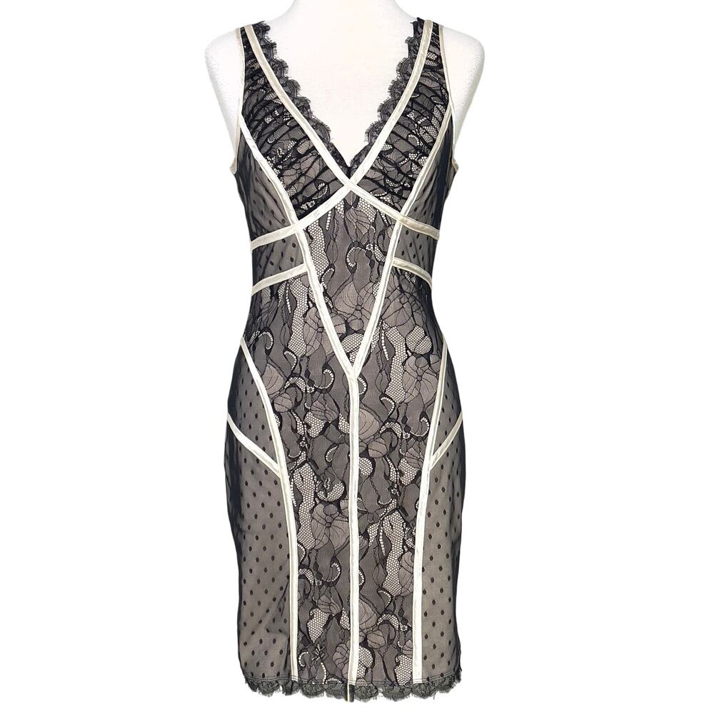 Bebe Y2K Vintage Lace Black Dress SZ M